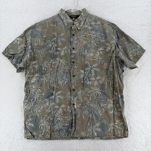 Redington Shirt Mens 2XL Green Palm Tree Fishing Vented Button Front Casual